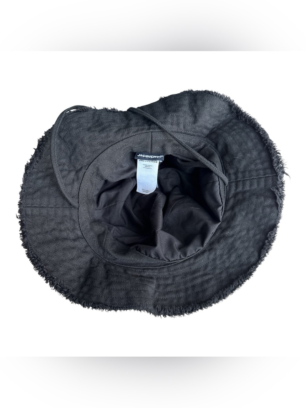 Jacquemus Le Bob Artichaut Black Frayed Bucket Hat Cotton Twill Sz 58 Unisex - Picture 3 of 6